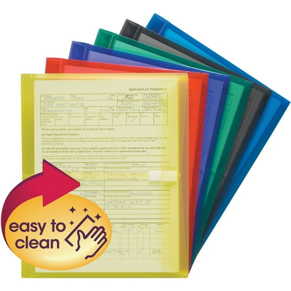 Smead Envelope, 1-1/4" Expansion, Hook-and-Loop Closure, Side Load, Letter Size, Assorted Colors, 6 per Pack (89669)