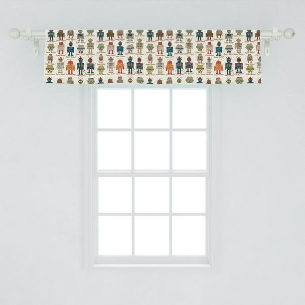Robot Window Valance Various Different Super Robot Set In Cartoon Style Fantasy Futuristic Machine Curtain Valance For Kitchen Bedroom Decor With Rod Pocket By Ambesonne Walmart Com Walmart Com