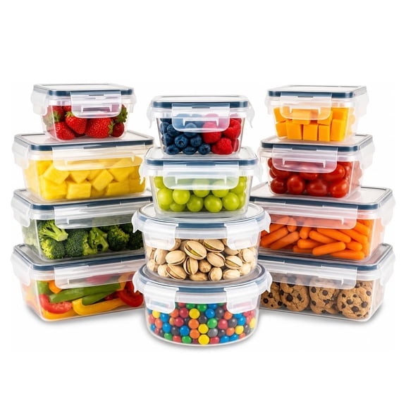 12-Piece Airtight Food Storage Containers with Lids, BPA-Free Stackable Pantry Organization Set for Meal Prep, Kitchen Storage and Leftovers