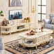 thumbnail image 2 of Solid Wood TV Cabinet  European Style Oval Marble Coffee Table  Floor Storage Locker Living Room Furniture My Lux Decor Round, 2 of 5