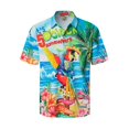 thumbnail image 3 of Camisas hawaianas de verano para hombre, divertidas, con estampado de pájaros, informal, con botones, para playa, manga corta, 3 of 5