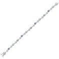 thumbnail image 2 of Gem Stone King 925 Sterling Silver Moissanite and Blue Tanzanite and White Lab Grown Diamond Bracelet for Women (2.37 Cttw, Gemstone Birthstone, Round 4MM, 7.5 inch), 2 of 6