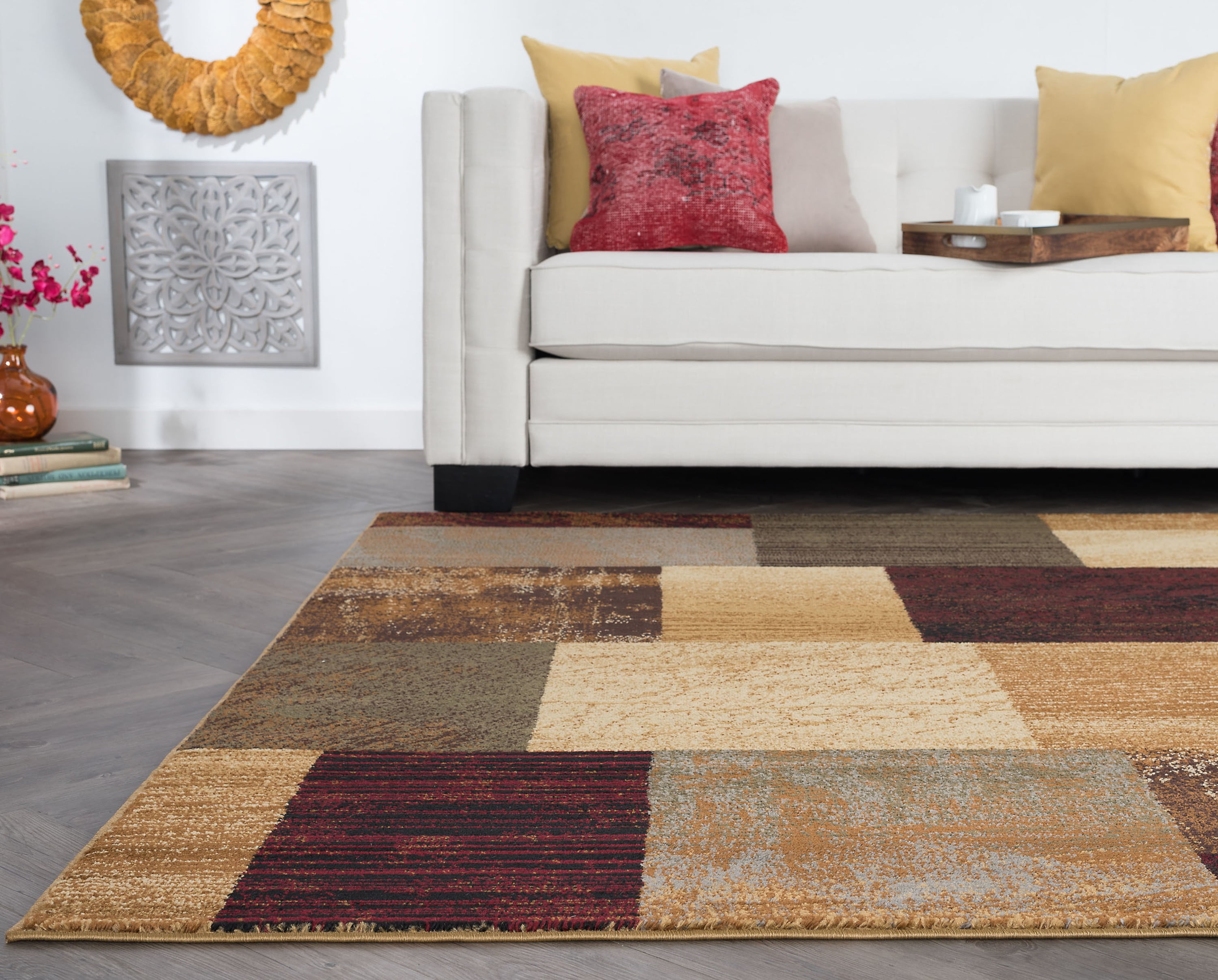 Elegance Contemporary 5' x 7' Multi-Color Polypropylene Indoor Area Rug