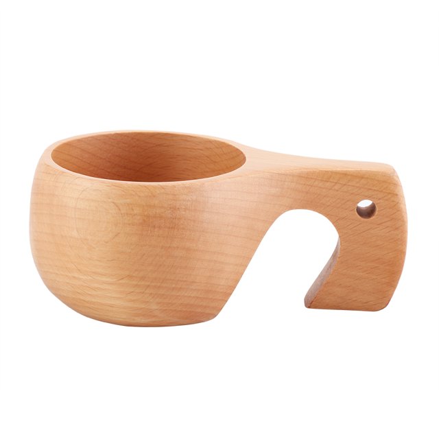 Taza de madera para té y café, portátil, para exteriores, de madera de pino natural, con asa(#3)