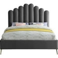thumbnail image 3 of Velvet Platform Bed with Tufted Headboard & Gold Steel Legs - Bedroom Furniture, 3 of 6