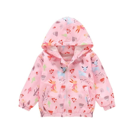 Rovga Kid Clothes For Boys Girls 6-7 Years Spring Solid Color Animal Prints Toddler Outwear Windproof Warm Thick Coat Jacket Pk2