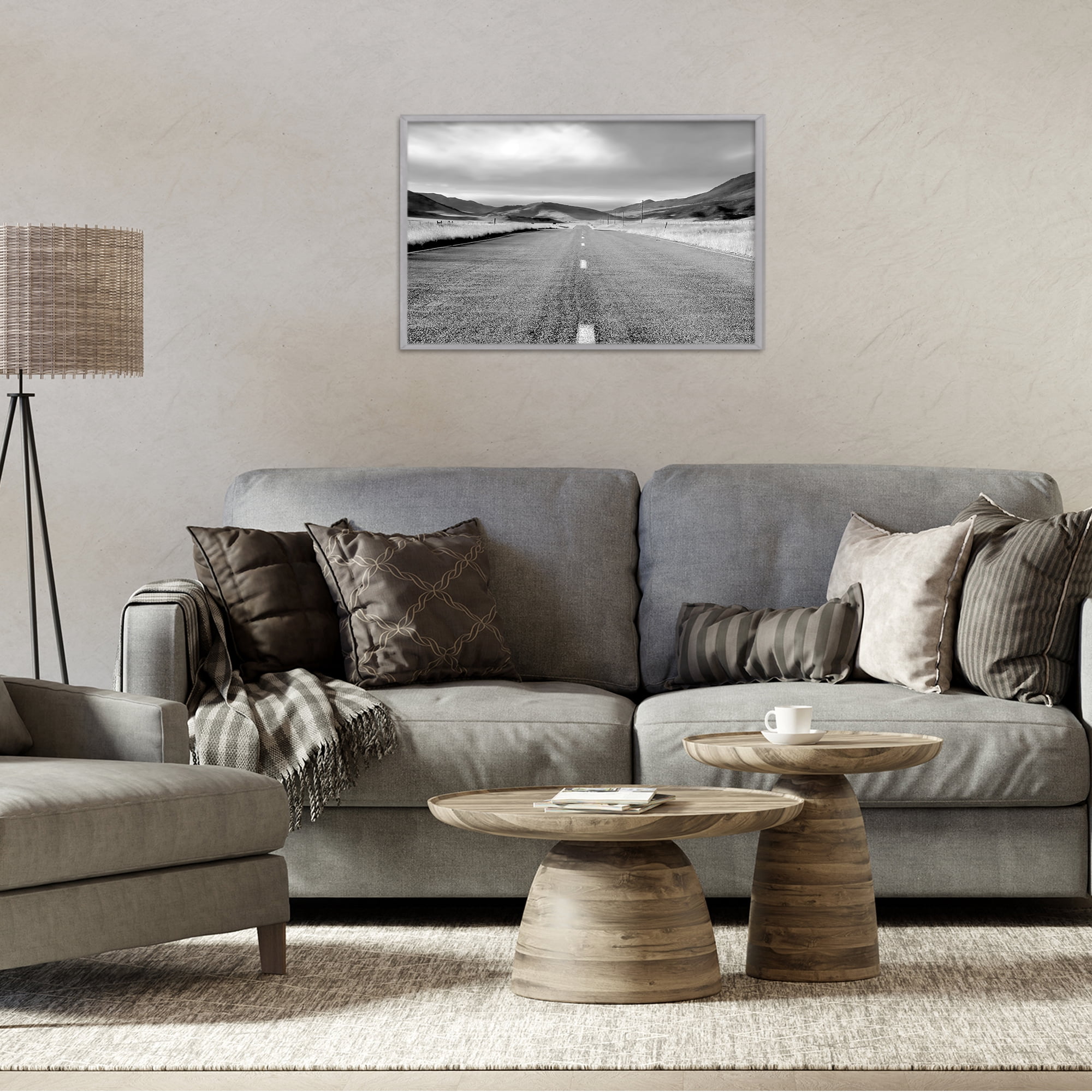 Stupell Industries Open Road Through Rolling Hills Gray Framed Giclee Art, design by Steve Toole