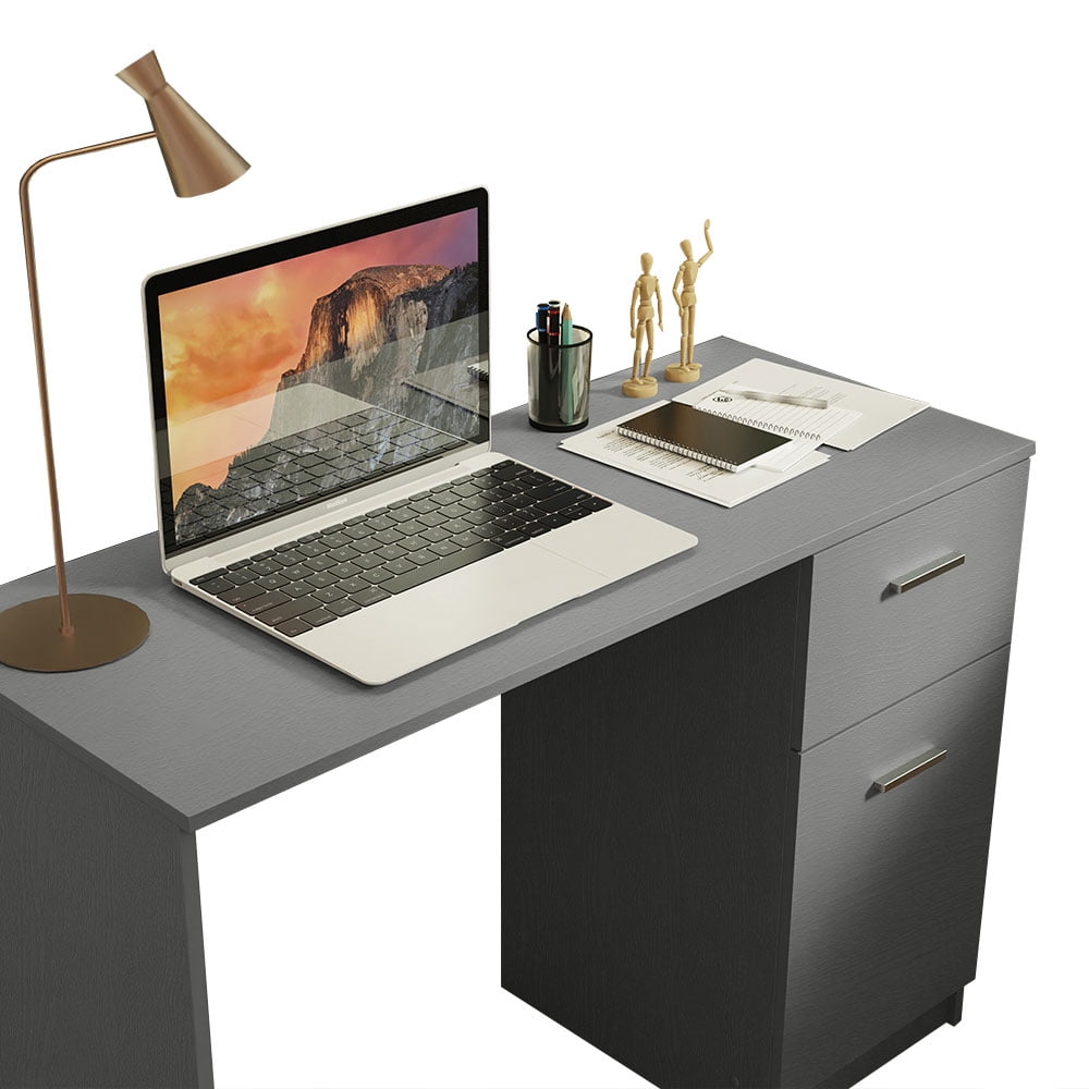 Madesa Compact Computer Desk Study Table for Small Spaces Home Office 43 Inch Student Laptop PC Writing Desks with Storage and Drawer, Modern Ergonomic Gaming  Workstation - Grey