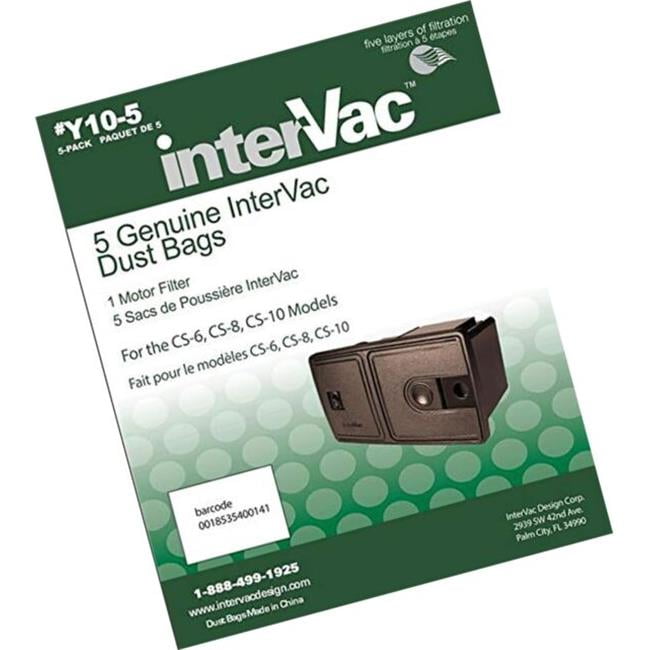 5 Replacement Hypo Allergenic Dust Bags & 1 Motor Filter for Intervac CS6 CS8 