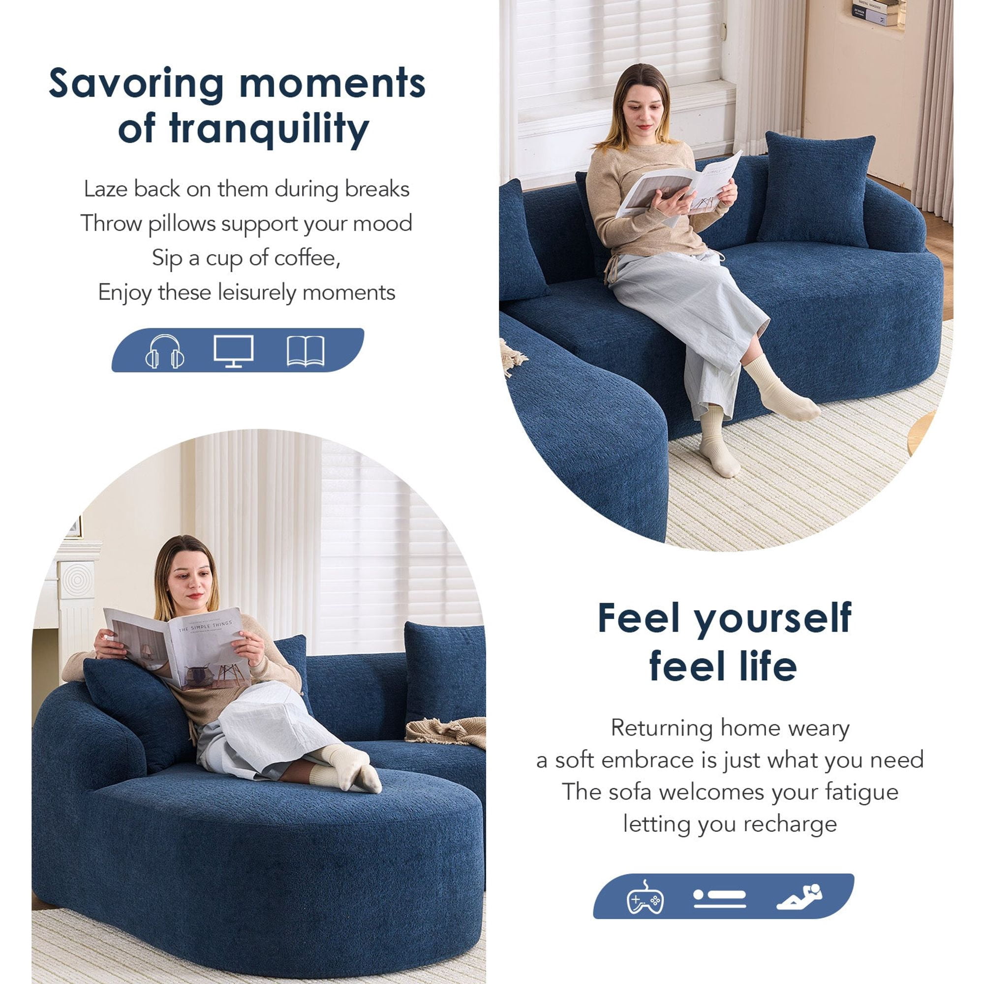 Sailvan L-Shape Sectional Sofa, 30D High-Density Foam Modular Chenille Couch for Living Room