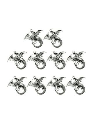 Dragon Charms DIY Jewelry Making Antique Silver Oriental Asian Look10 pcs  15mm
