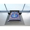 thumbnail image 4 of Azul Blanco Rayas Ancla Decoración Funda Nórdica Costera Abuela Náutica Juego de Cama, 4 of 4