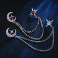 thumbnail image 4 of Huanledash Star Moon Brooch Dazzling Rhinestone Inlaid Hanging Chain Elegant Men Women Business Suit Lapel Collar Pin Fashion Jewelry, 4 of 8