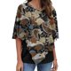 thumbnail image 5 of Camisas de mujer Camisetas sin mangas estampadas con gasa Manga corta Mantón fluido Blusas de túnica de doble capa Fridja  nalpqowj27669, 5 of 9