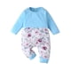 thumbnail image 1 of Body De Bebé Canastilla Onesies Para Niño Recién Nacido Niño Niña Estampado Floral Ropa De Colores Surtidos Mameluco Mono Azul Claro Odeerbi  LM103-3006, 1 of 9