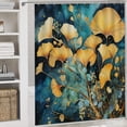 thumbnail image 5 of Ginko Leaves Watercolor in Gold And Turquoise 4 Pcs Shower Curtain Set Non-Slip Rugs And Toilet Mat Lid Rug Accessories Modern Simple Style Waterproof Shower Curtain for Bathtub Decor, 5 of 8