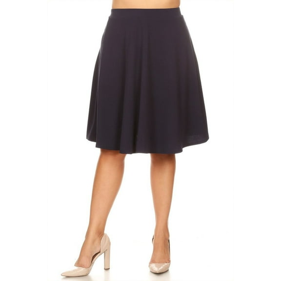Women's Plus Size Elastic Stretchy High Waist Casual Basic A-Line Midi Skirt