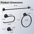 thumbnail image 3 of Classic 4-Piece Bathroom Accessories Set, 24-inch Towel Bar, Toilet Paper Holder, Towel Ring, and Robe Hook, Durable Zinc Alloy & Stainless Steel, (Oil Rubbed Bronze Finish), 3 of 7