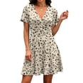 thumbnail image 4 of Summer V Neck Aline Dresses for Women 2026 Flowy Casual Flora Short Sleeve Dress Mini Sundress, 4 of 5