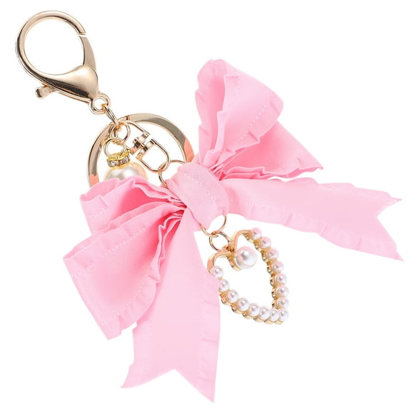 Bow Keychain Ribbon Holder Backpack Wrinkle Pink Miss