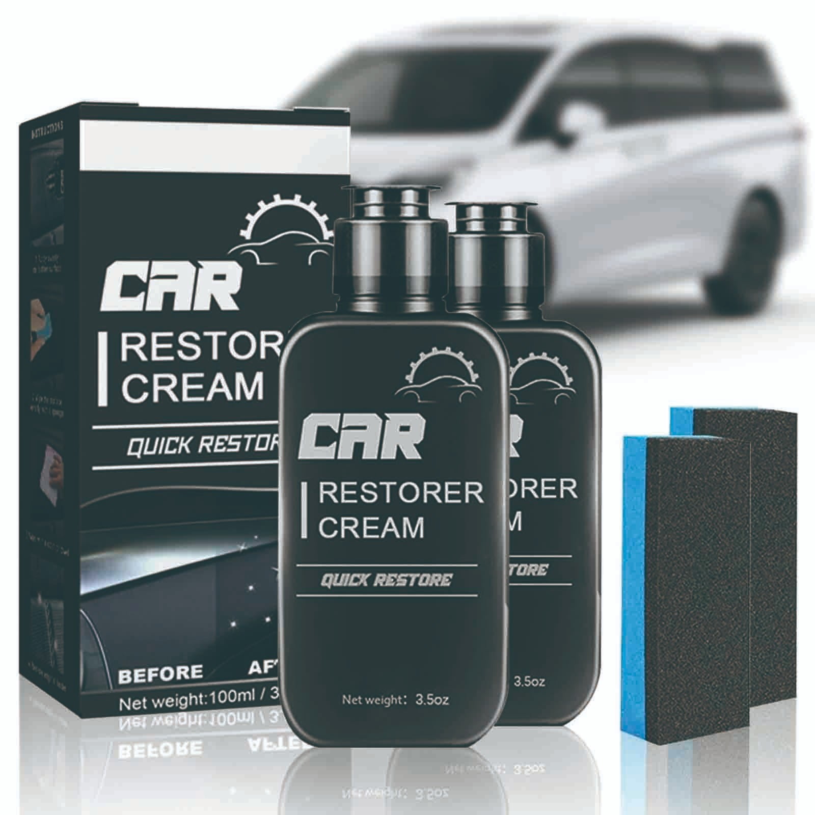 Kit De Réparation Rayures Pour Tableau De Bord Auto - Cire Nettoyante Lustrante Avec Éponge - Élimine Usure Et Protège Des UV