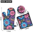 thumbnail image 6 of Colorful Floral Pattern Kitchen Oven Mitt and Pot Holder Sets 2 Pcs for Baking, Cooking and Grilling, Heat Resistant Up To 392 °F, 6 of 7