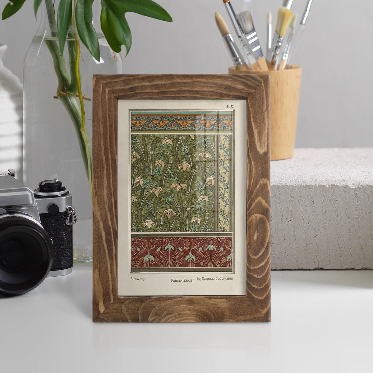 Nouveau Decorative VI - Framed Print w/glass - Walnut