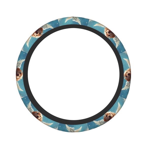 Picia Cute Angel Winged Dog Car Steering Wheel Cover, Non-Slip, Breathable, Universal 15 inch