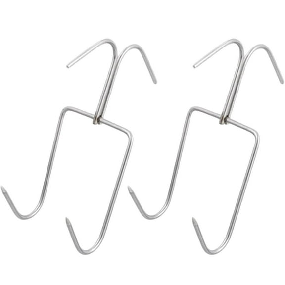 2pcs Stainless Steel Poultry Hooks Metal Meat Hooks Butcher Hooks with Double Design
