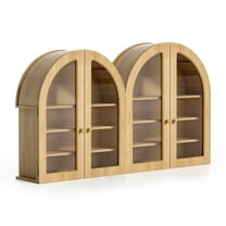 Joyyskill Arched Bathroom Wall Cabinet Modern Wooden Medicine Cabinet with Acrylic Doors Set of 2, Farmhouse Wall Mounted Cupboard Storage Organizer, Natural Oak