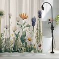 thumbnail image 2 of Wildflower Fabric Shower Curtain Daisy Floral Leaves Retro Washable Shower Curtains for Bathroom, Waterproof Bath Curtain with Hooks Home Decor 36x72in, 2 of 8