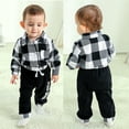 thumbnail image 3 of Younger Tree Infant Toddler Baby Boy Clothes Set Newborn Long Sleeve Flannel Plaid Bodysuit Pants Fall Winter Outfits for 12-18 Months, 3 of 8