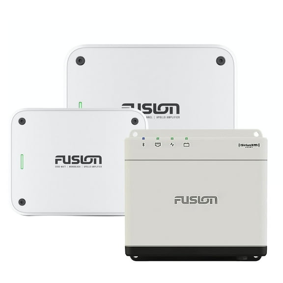 Fusion MS-WB670 Apollo Marine Entertainment System With Fusion MS-AP41200 Apollo 4 Channel and MS-AP12000 Mono Amplifiers