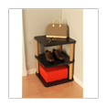 thumbnail image 1 of Fashion Wooden Shoes Storage Rack Space-Saving Shelf Tower Free Standing Entrance Without Tools to Assemble,Cool Black, 1 of 6
