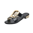 thumbnail image 3 of Women's Slide Sandals Casual Fashion Spring Summer Solid Color Low Heel Round Toe Single Strap Outdoor Lightweight Beach Slippers, 3 of 10