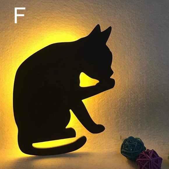 CAROOTU Interrupteur de Capteur de Lumière Vocale Lampe de Nuit Chat Projecteur LED Lampe Murale Silhouette d'Animaux
