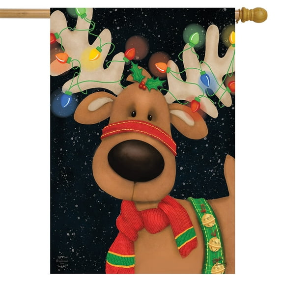Briarwood Lane Reindeer in Lights Christmas House Flag