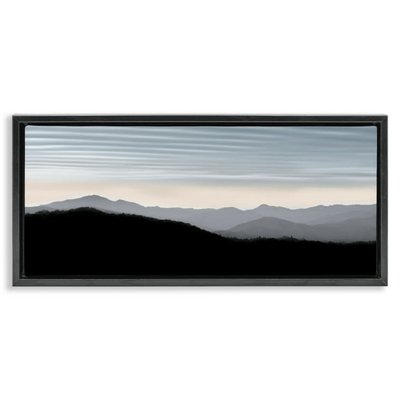 Stupell Industries Mountains with Rippled Sky Landscape & Nature Photography Black Floater Framed Canvas Art Print Wall Art, 25 x 11