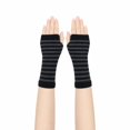 thumbnail image 2 of Unique Bargains 1 Pair Fingerless Gloves Knit Stripes Fashion Gloves Gray, Black, 2 of 5