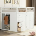thumbnail image 4 of Harper & Bright Designs Full Size Loft Bed with Built-in Wardrobes, Wood Loft Bed Frame with Cabinets and 4 Drawers, Multifunctional Loft Bed with Foldable and Extendable Clothes Rail, White, 4 of 19