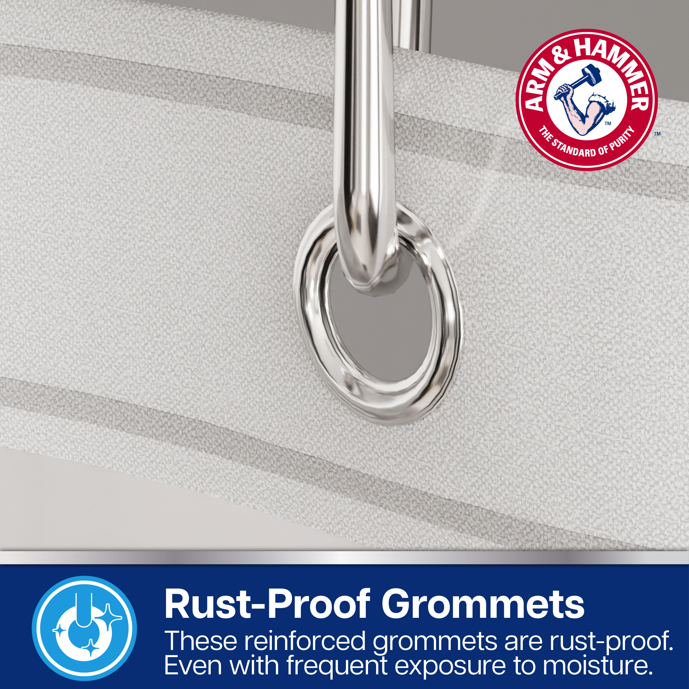 Arm & Hammer™ Waterproof PEVA Shower Liner, Medium Weight, 70x72, Clear