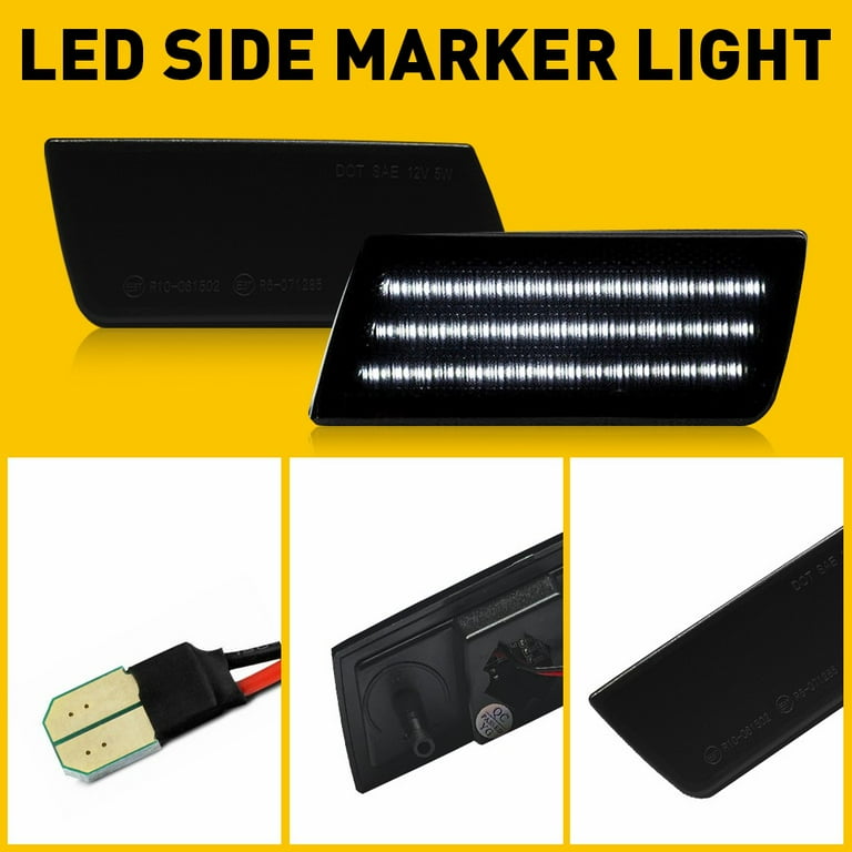 GSOWO 2 Luces LED De Posición Lateral Blancas Para Chrysler 2005-2014 300 300C, [con Insignia De 300 Pulgadas] Lente Transparente Luces Intermitentes Delanteras