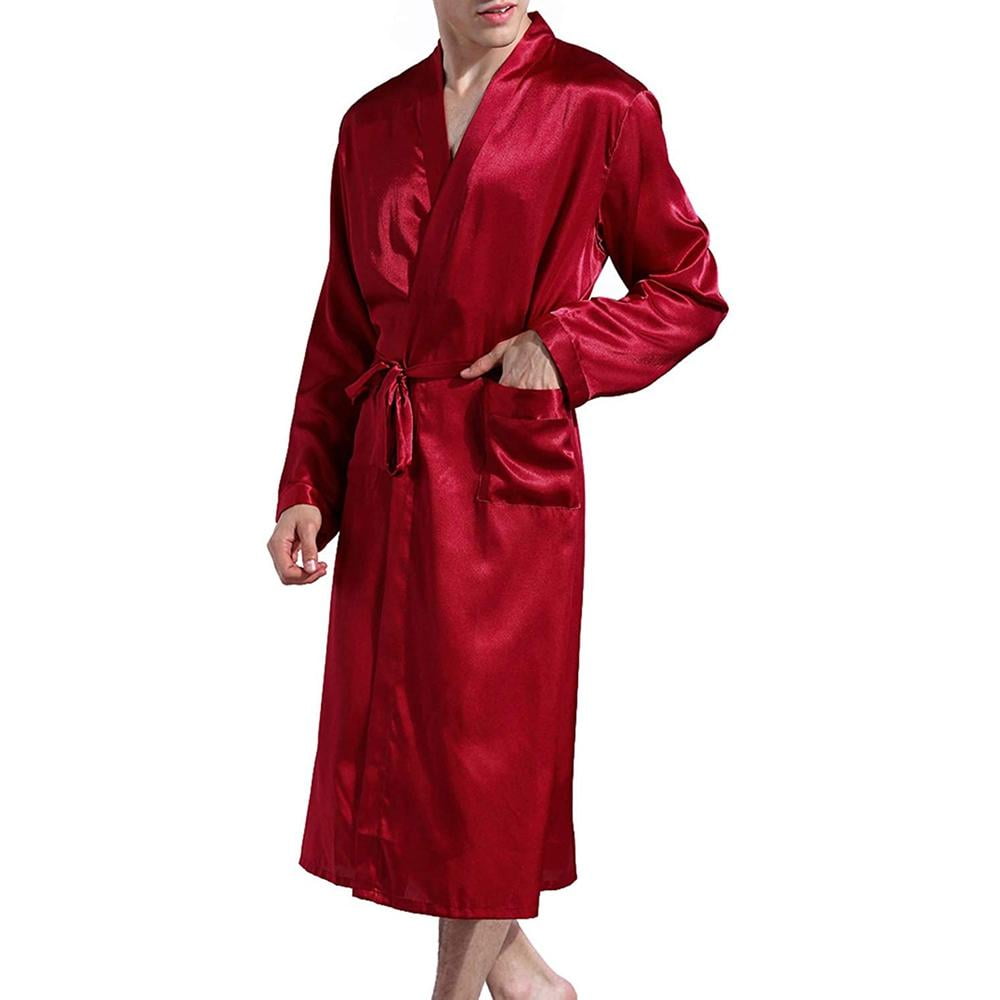 Men'S Classic Loungewear Long Pocket Rayon Bathrobe