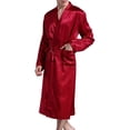 thumbnail image 2 of Men's Satin Kimono Robe Silk Classic Long Bathrobe Pockets Lightweight Loungewear, 2 of 6