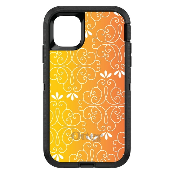 DistinctInk OtterBox Defender Custom Case for Apple iPhone 15 (6.1" Screen) - Yellow Orange Red Gradient - Wireless Charging Compatible