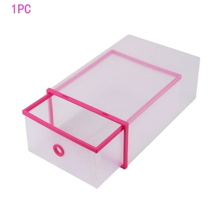 - WALFRONT 1PC Transparent Shoe Storage Boxes Clear Plastic Closet Drawer Box Home Office Stackable Storage Case Container Pink