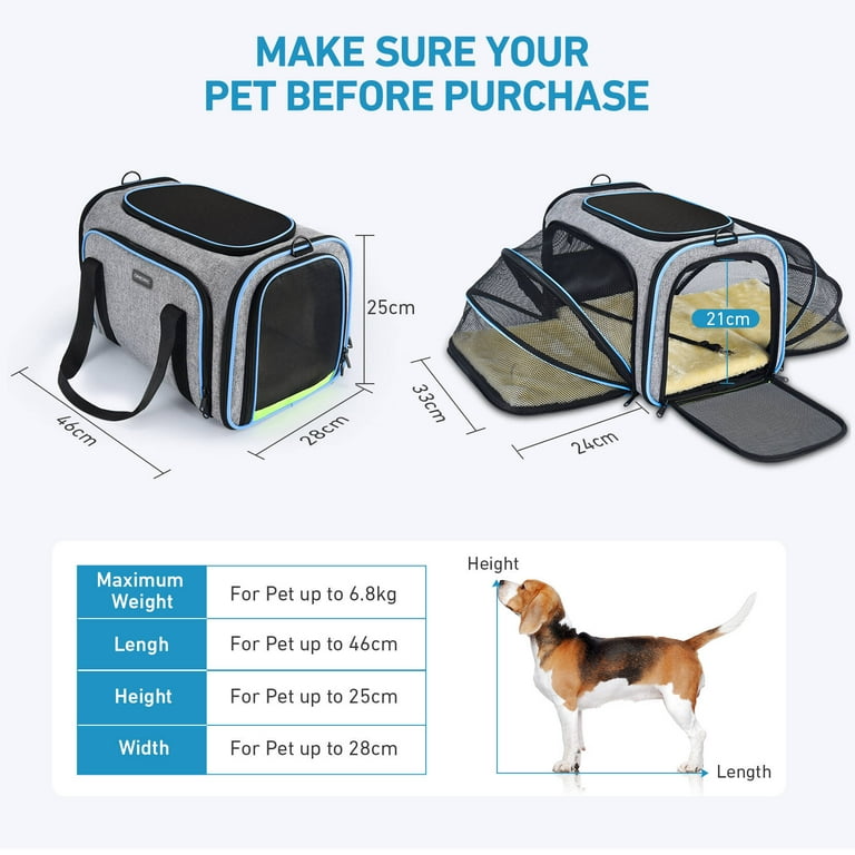 SECLATO Extra Large Pet Carrier 20 lbs+, Soft Sided Cat Carriers for Large  Cats Under 25 lbs, Folding Big Dog Carrier 20x13x13, Cat Carrier for 2