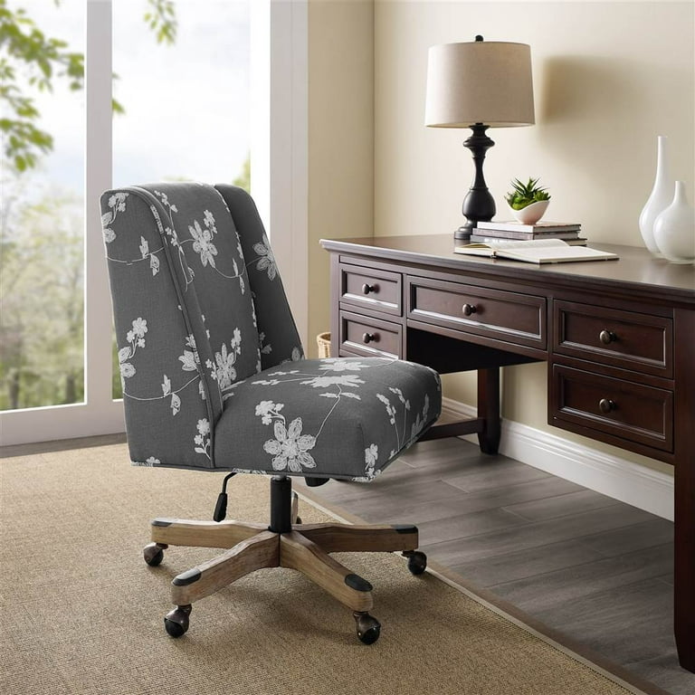 Linon Draper Natural Linen Transitional Ergonomic Adjustable Height Swivel  Polyurethane Desk Chair in the Office Chairs department at