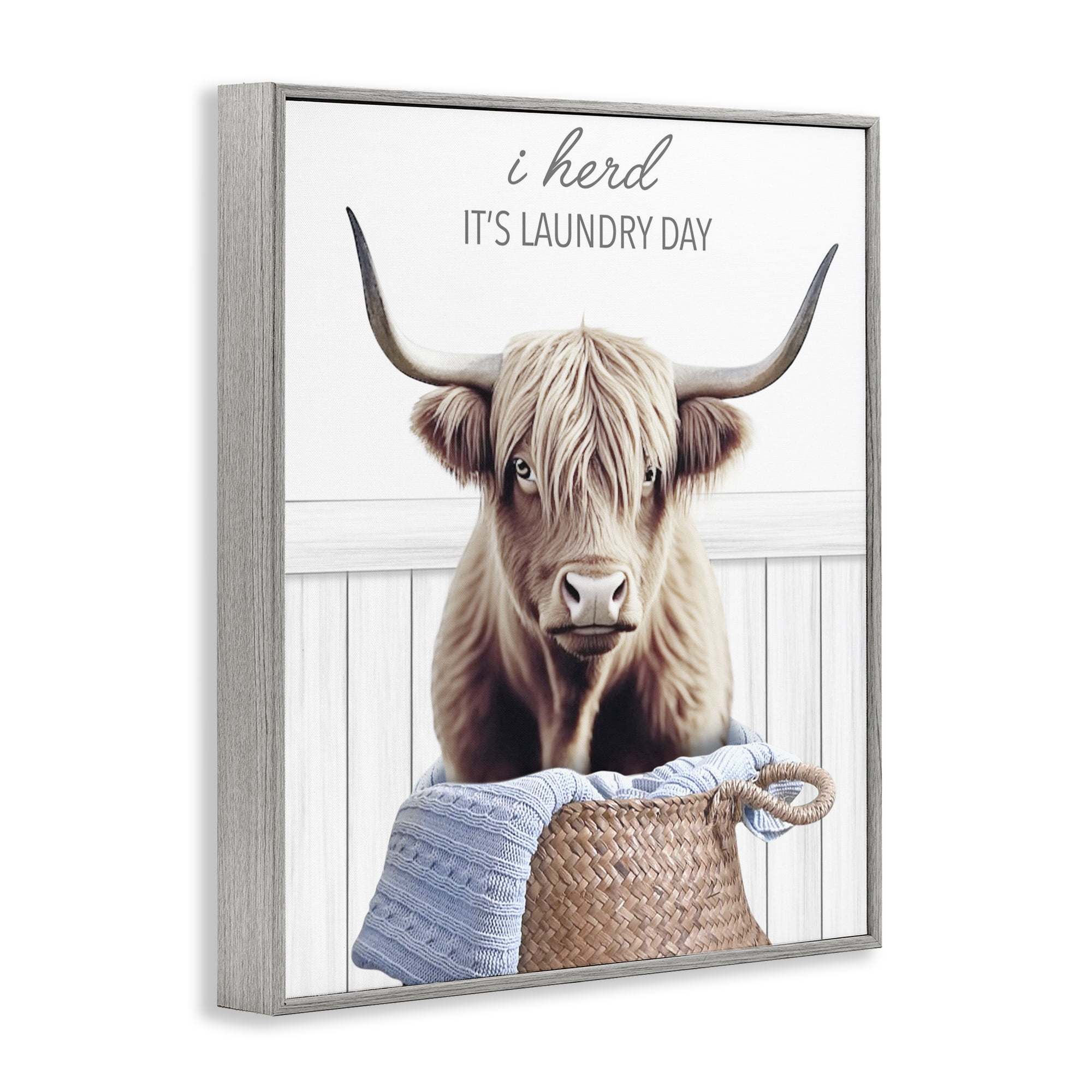 Herd It's Laundry Day Gray Framed Giclee Art, design by Marcus Prime