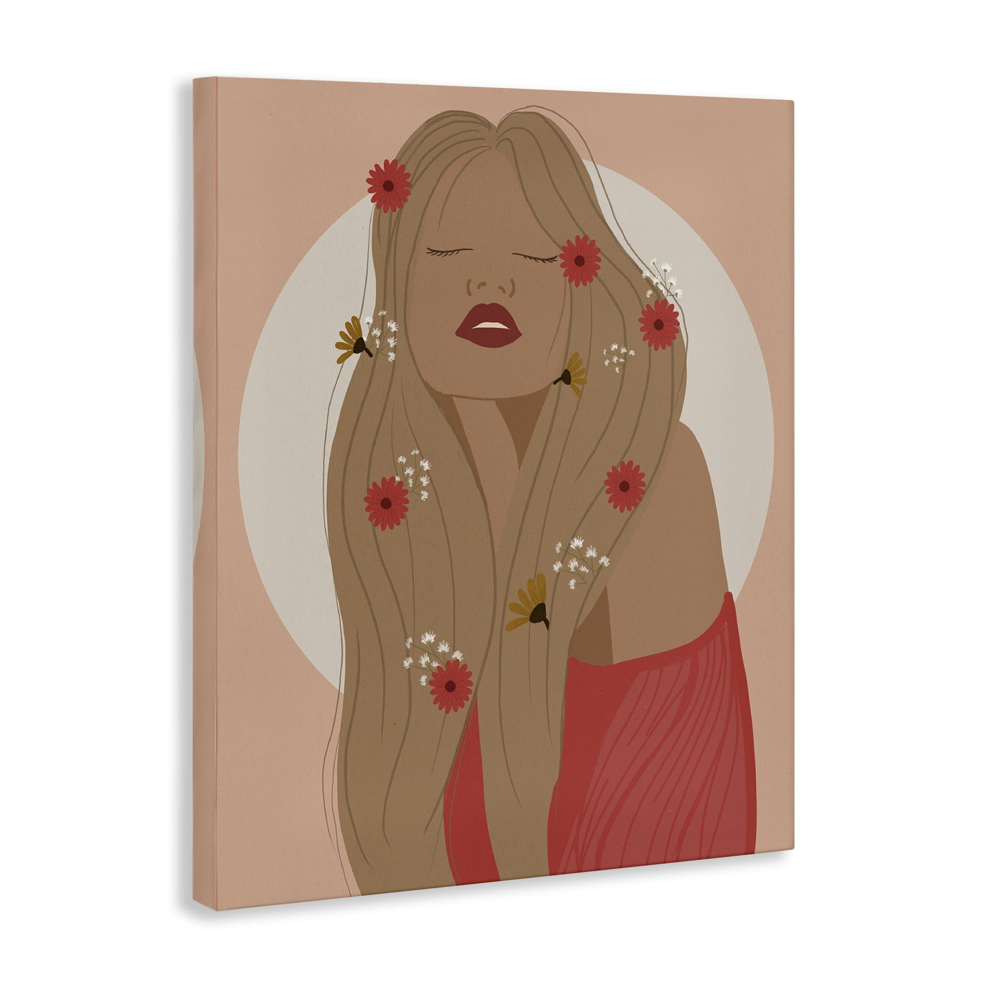Stupell Industries Hippie Boho Girl Novelty Painting Gallery Wrapped Canvas Art Print Wall Art, 24 x 30